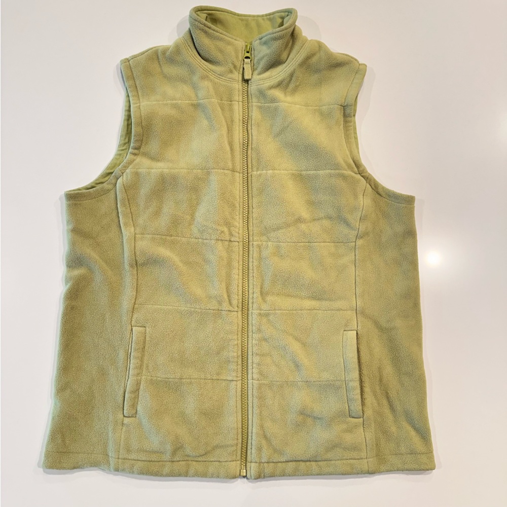 Lands End Lime Green Zip Up Fleece Vest Size Medium - Picture 6 of 8